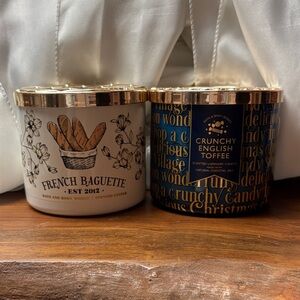 Bath & Body Works French Baguette and Crunchy English Toffee 3-wick Candles